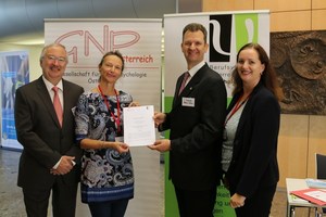 Prof. Dr. Wilhelm Strubreither MSc,(Past-Präsident GNPÖ),  Mag.a Dr.in Gisela Pusswald (2. Vorsitzende GNPÖ), Dr. Dr. Cornel Binder-Kriegelstein (Vizepräsident BÖP), Mag.a Dr.in Sandra M. Lettner